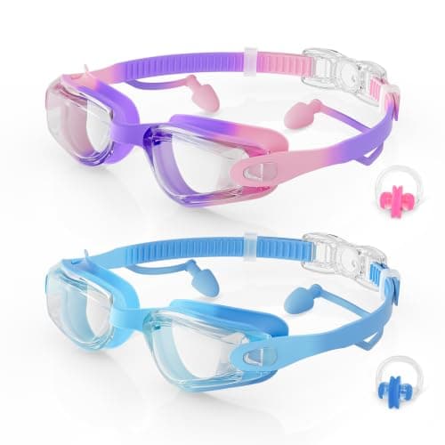 Aegend Kids Swim Goggles 2 Pack, Anti Fog&UV Swimming Goggles for Ages 3-15