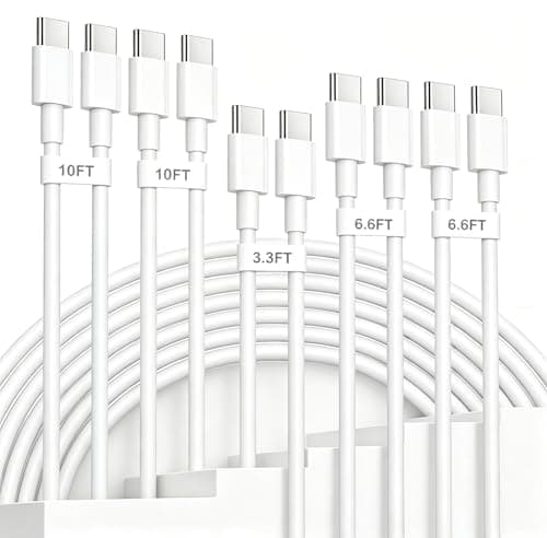USB C Cable 5-Pack, Fast Charging Cord for iPhone 17/16/15 Pro Max,iPad
