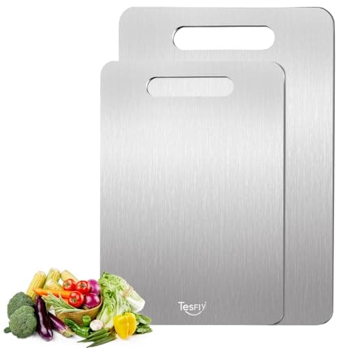 2 Pack Titanium Cutting Board -100% Pure Titanium Cutting Boards For Kitche,Easy to clean, Double-sided food-grade Cutting Board For Meats, Fruits And Vegetables (M+L)