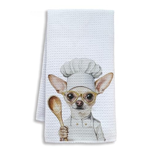 Shrago Funny Chihuahua Dog Kitchen Towels, Chihuahua Gifts for Women Dish Tea Towels for Kitchen, Dog Lovers Mom Dad Owner Gifts Decorative Hand Towels, 16x24 Inch