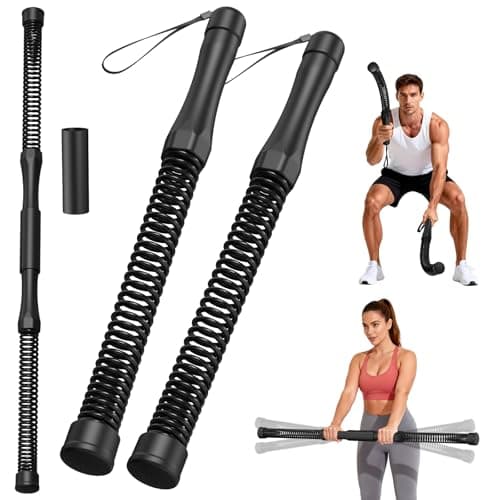 DERACY Pair of 2-in-1 Cordless Battle Ropes, Ropeless Battle Ropes for Home Gym, Portable Battle Rope, Home Workout Equipment for Men Women (Black)