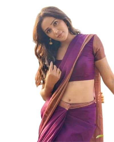 BE4ME.COM Ready to wear saree one min ready saree Pre draped pre-stitched sari with Unstitched Blouse (WINE GOLD)
