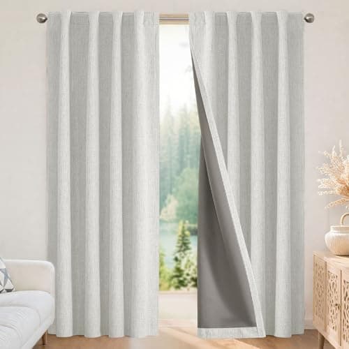Joydeco Linen Blackout Curtain...g Room, Rod Pocket & Back Tabs