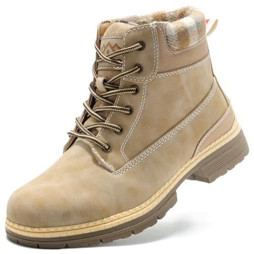 COTTIMO Womens Hiking Snow Winter Boots - Waterproof Work Ankle Boots for Women Comfortable Warm Fur Boot for Backpacking Cycling 7, Brown