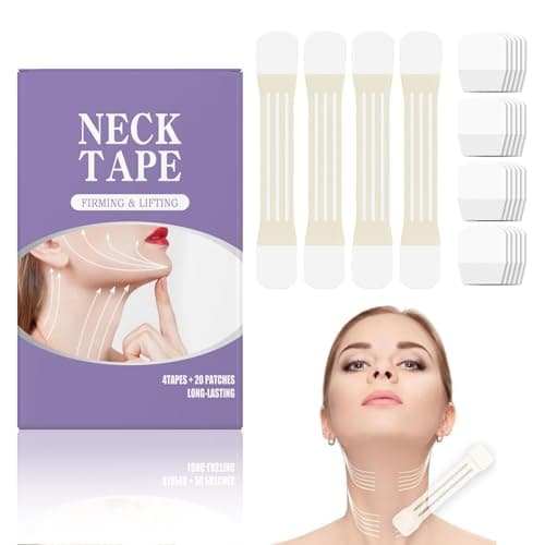 Neck Tape Lifting Invisible, Neck Wrinkle Patches, Hypoallergenic Neck Behind Lift Tape For All Skin Types (4 Elastic Bands + 20 Replacement Patches)(7 IN)