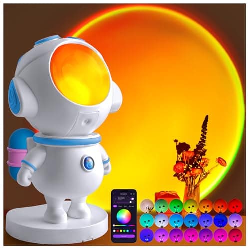 XEBKOR Astronaut Sunset Lamp Projector - 720° Magnetic Rotating RGB LED Night Light, 16M Colors Smart APP Control, Aesthetic Room Decor & Mood Lighting, Unique Space Gifts for Kids Teen Girls Adults