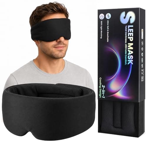 MDMSXXDD Eye Mask for Sleeping,Sleep Mask Light Blocking for Side Sleepers,Dual-Sided All-Season Sleep Masks for Women Man,Large Eye Covers with Adjustable Velcro for Travel,Nap,Yoga
