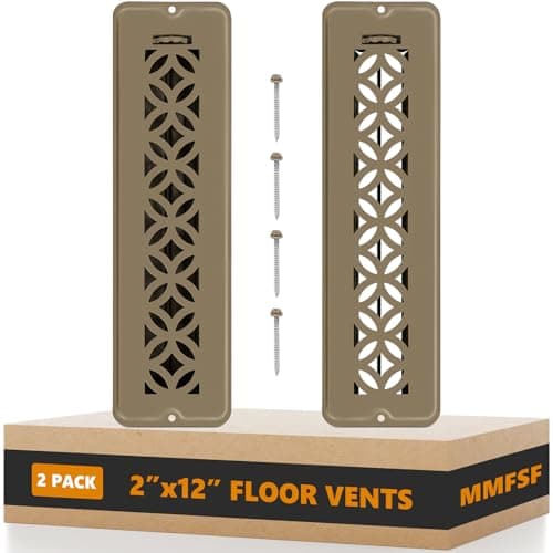 2 Pack Floor Vent Covers, Floor Register 2x12,Adjustable Decorative Vent Covers for Home Floor, Ceiling or Sidewall Vent with Screws, Rust-Proof Heavy Duty Walkable Steel Floor Vents (2" X 12")