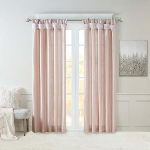 Madison Park Emilia Faux Silk ...edroom and Dorm, 50x120, Blush