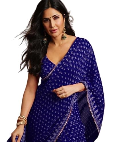 BE4ME.COM Alia Bhatt Wear Rocky And Rani Movie Celebrity Inspired Manish Malhotra Party Wear Wedding Saree (KAT-NEVY)