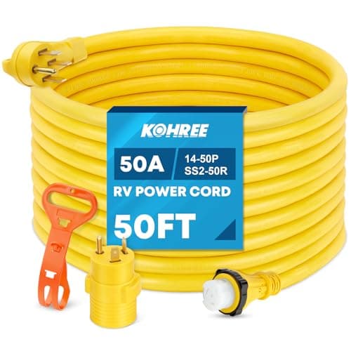 Kohree 50' RV Extension Cord 5...8/1 Gauge STW Wire, ETL Listed