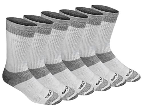 Dickies Men's Dri-Tech Moisture Control Max Full Cushion Crew Socks, Available in M-XL (6, 12 Pairs), White (6 Pairs), X-Large