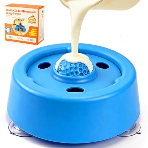 Dog Lick Bowl, Food‑Grade Licking Bowl for Bone Broth & Yogurt, Interactive Slow Eating Toy for Anxiety Relief Boredom, Anti Slip Base Slow Feeder Dog Lick Bowls Rolling Ball