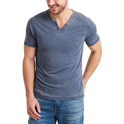 Lucky Brand Burnout Button Notch Shirt American Navy LG