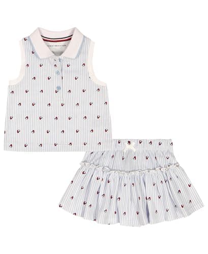 Tommy Hilfiger Girl's 2-Piece Sleeveless Top and Skort Set, Blue Heart Flag, 5