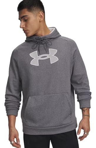Under Armour Mens Armour Fleece Big Logo Hoodie (US, Alpha, Large, Regular, Regular, Gray/Gradient White)
