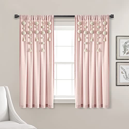 Lush Decor Boho Pom Pom Tassel..., Single 52" W x 63" L Blush