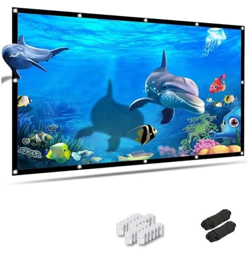 MOIZ 120 inch Projector Screen 16:9 Foldable Anti-Crease Portable Projector Movies Screens for Home Theater Outdoor Indoor Support Double Sided Projection