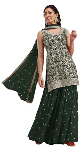 STELLACOUTURE Ready to wear salwar kameez for women, Plus size indian pakistani ethnic suit eid, wedding, party 2950-O (Green, 54)