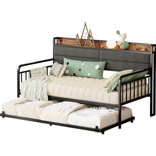 LIKIMIO Daybed with Trundle, S... Bedroom and Guest Room, Black