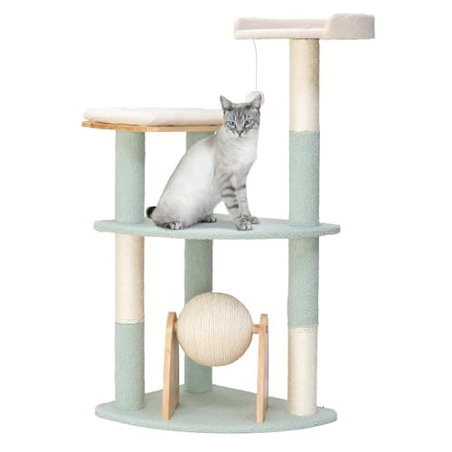 Kitty City Triple Perch Wooden...Cat Furniture with Sherpa Beds