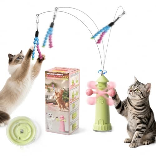TCOXYS Interactive Cat Toy, Suction Cup Mounted Cat Teaser for Indoor Cats