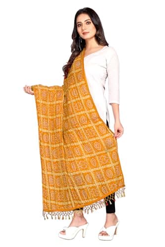 Chandrakala Dupattas for Women Soft Lightweight Chiffon Dupatta Shawl Scarf Wrap Chunni,Yellow (D273YEL)