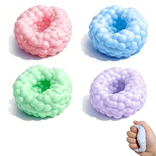 4PCS Crunchy Squishy Stress Ball，Soft Crunchy Stress Ball for Anxiety Stress Relief Focus Relaxing, Shapeable Sensory Squeeze Fidget Toys for Office