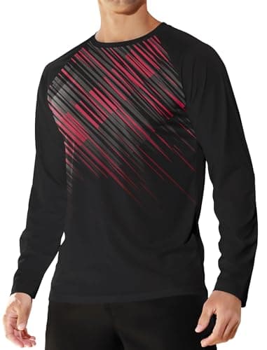 Men's Sun Protection UPF 50+ Long Sleeve Fishing Shirt for Men Quick Dry UV Rash Guard T-Shirt for Swim Running Athletic