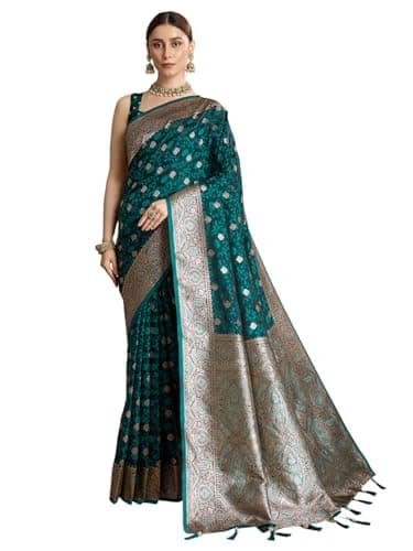 Vedant Vastram Women's Soft Litchi SIlk Banarasi Silk Jacquard Saree (Str-Rajgharana-04-Rama)