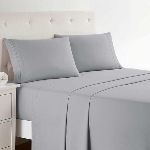 Clara Clark Bed Sheets, Premie...Pillowcases, Twin, Silver Gray