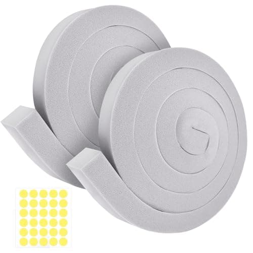 2Packs Air Conditioner Foam Tape with Adhesive, 1''X1''X 6.5 Ft Window Weather Stripping, High Resilience Ac Window Seal Kit Foam Insulation for Winter Summer (6.5ft X 2 Rolls, Grey)