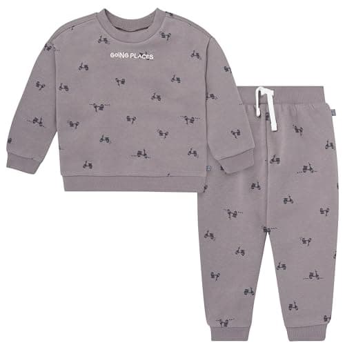 Modern Moments by Gerber Toddler Boys' Sweatshirt and Jogger Set, Stormy Gray, 12 Months