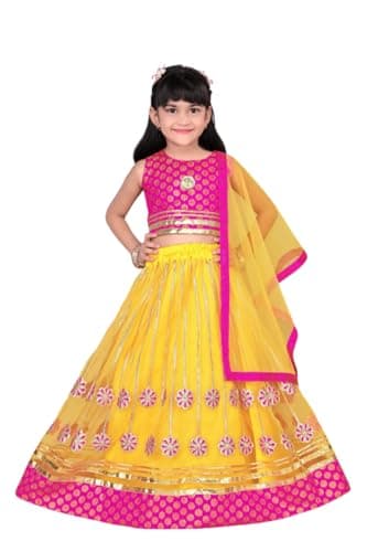 QLUVA Girls Lehenga Choli for Kids Eid Special Ethnic Wear Party Wear Ghagra Choli. (C, 11-12 YEARS)