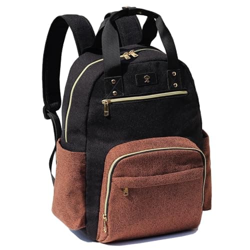 ESVAN Diaper Bag Backpack, Large Capacity Multifunction Baby Essentials Fashion Travel Pack Linen Canvas office Laptop Bag (Linen Brown)
