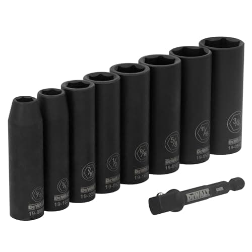 DEWALT Impact Socket Set, 3/8 ... 1/4 inch Adapter (DWAFSFSET9)