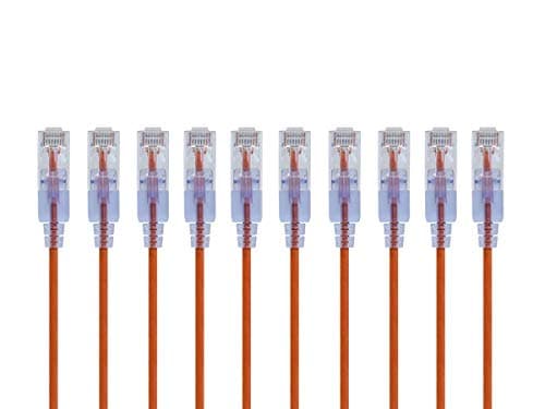 Monoprice SlimRun Cat6A Ethern...e 10G 30AWG 2ft Orange 10-Pack