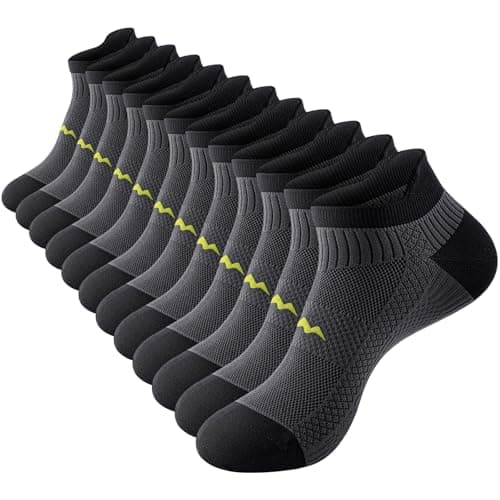 SukModen Ankle Compression Socks for Men and Women 6 Pairs, Low Cut Breathable Seamless short Running Socks with Arch Support Gray L-XL