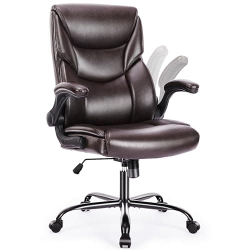 $79.99* | DUMOS PU Leather Office Chair - Ergonomic Executive Computer Desk Chairs with Adjustable Flip-up Armrest at Amazon