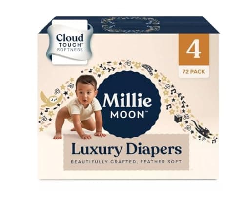 Millie Moon Diapers Sizes 1-6 Luxury Diapers COUCHES DE Luxe (Choose Size) (Size 4-72 Diapers (22lbs-33lbs))