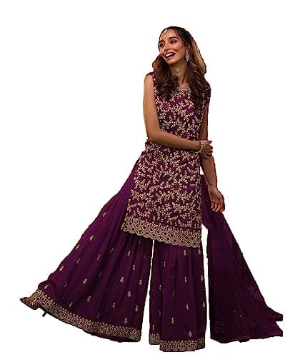 STELLACOUTURE indian tradition plus size Party/Wedding Night Ready to Wear Salwar Kameez Suit for Women 2621-O (Purple, 44)