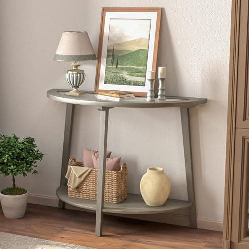 COSIEST 2-Tier Glass Console T...g Room Hallway, Antique Silver