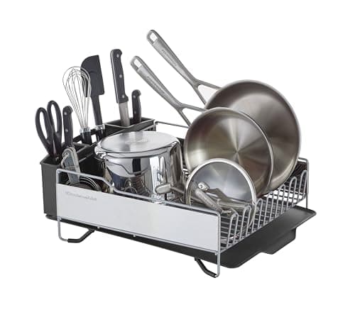 KitchenAid Full-Size Dish Rack w/ Drain Board & Flatware Caddy (Light Gray) $46 + Free Shipping w/ Prime or on $35+