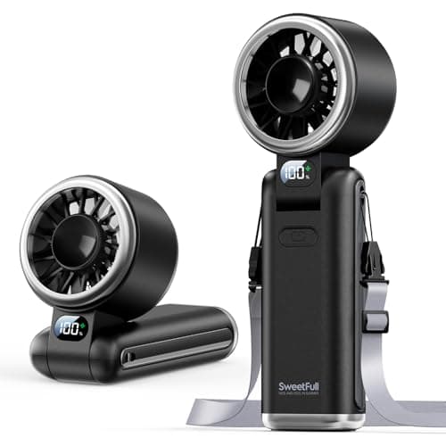 SWEETFULL 5000mAh Portable Handheld Turbo Fan w/ 5 Speeds & Digital Display (black) $9.90