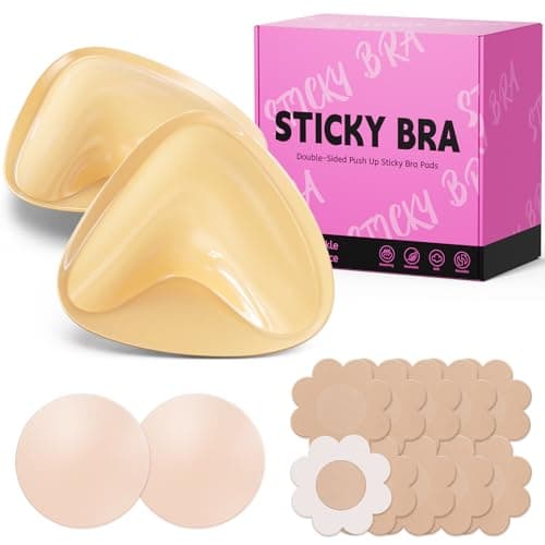 Mearter Ultra Push up Sticky Bra Pads Inserts | Double Sided Adhesive Bra Inserts | Stick on Bra for Sports Bra Swimsuit (Medium, Beige)