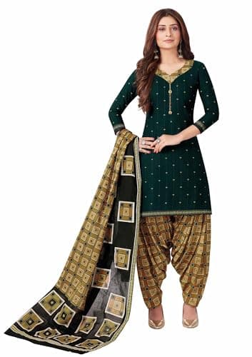 Miraan Women's Cotton Printed Readymade Salwar Suit XX-Large Green