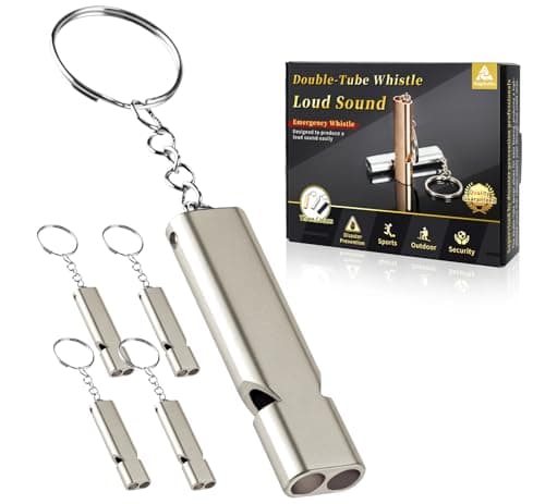 Nagikoku Whistle Emergency Whistles Lifeguard Safety Whistle for Rescue Signaling Outdoor Bear Whistle Kids Sports Loud Whistles （Silver&5PCS）