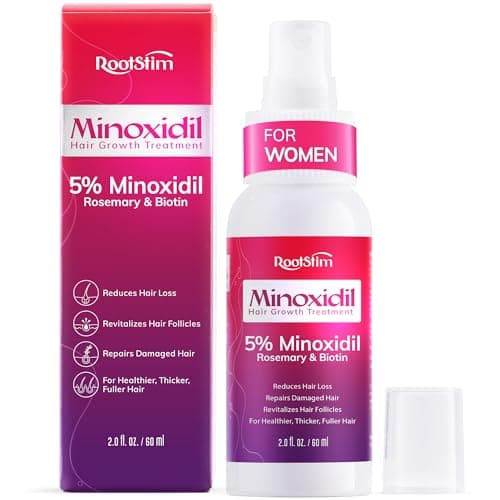 Women's 5% Minoxidil Spray for Hair Growth: RootStim Extra Strength Minoxidil with Rosemary & Biotin for Thinning Hair Regrowth and Fuller Hair – 2.03 Fl Oz