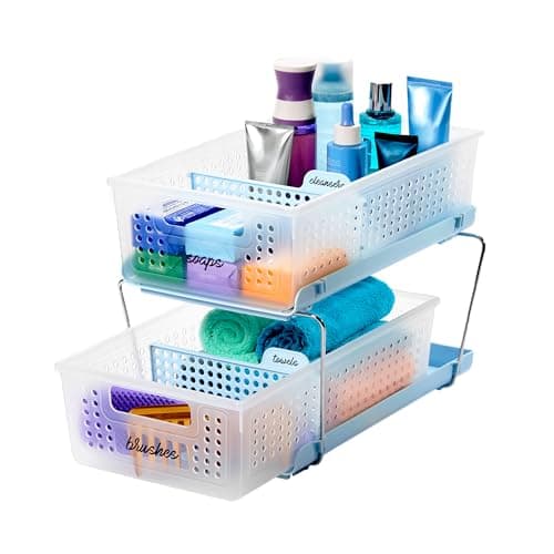 madesmart Two-Tier Bathroom Ca...nges & Cleaning Supplies, Blue