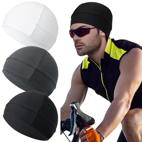 Qearl Men Cooling Skull Caps Helmet Liner Cycling Caps Sweat Wicking Running Beanie Hat for Men Women Multicolor
